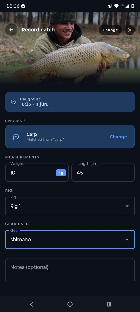 Record catch screen