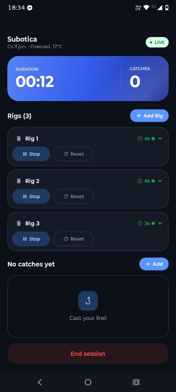 FishingStat live session screen
